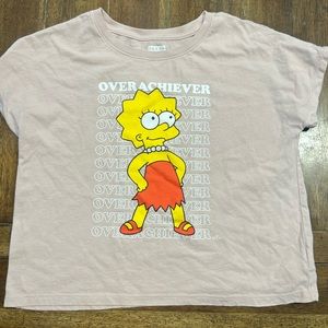 Soft pink colored girls shirt with Lisa Simpson on it size large from Old Navy